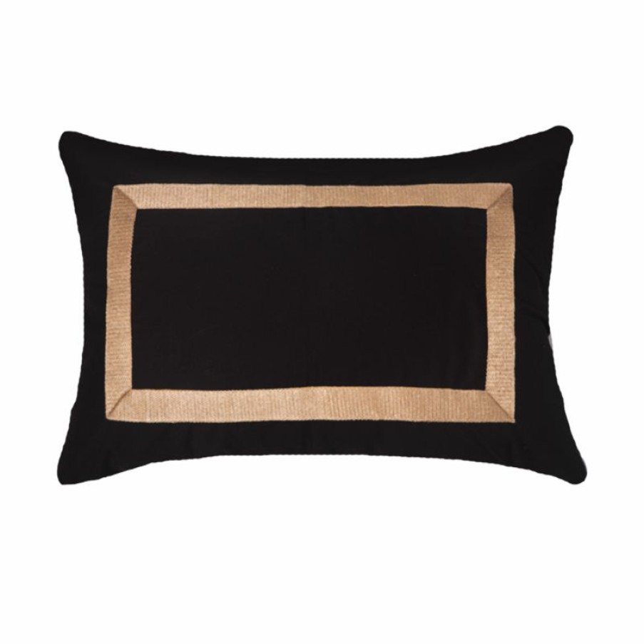 Furnishings * | Bandhini Braid Gold Lumber Black Cushion 35X55Cm Simple Drawing