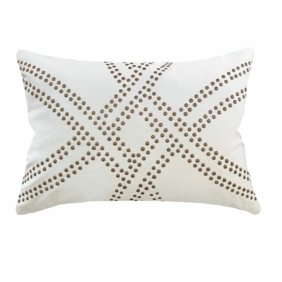 Furnishings * | Bandhini Dot Polar White Lumber Cushion 35X55Cm Affordable Price