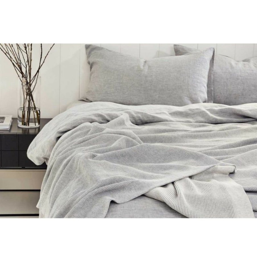 Furnishings * | Bemboka Pure Soft Combed Cotton Throw Grey & Dove On Sale