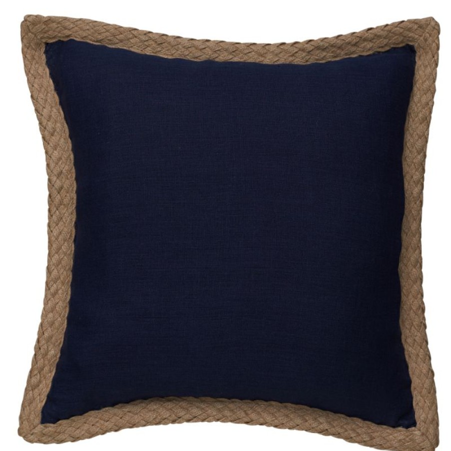 Furnishings * | Paloma Jute Linen Cushion Navy 50X50Cm Store