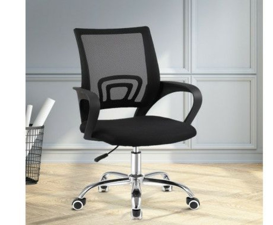 Furnishings * | Home Office Design Mesh Chair Mid Back Black Simple Drawing