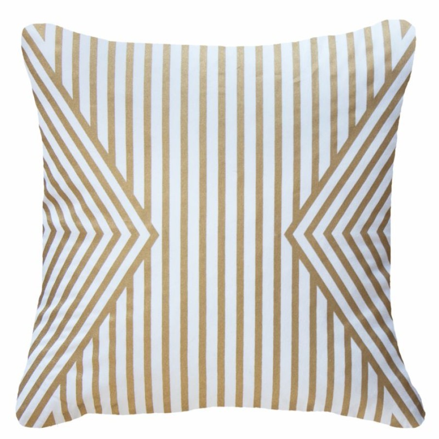 Furnishings * | Bandhini Parasol White And Gold Cushion 55X55Cm Top Selling