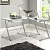 Furnishings * | Home Office Design Corner Metal Pull Out Table Desk White Best Quality