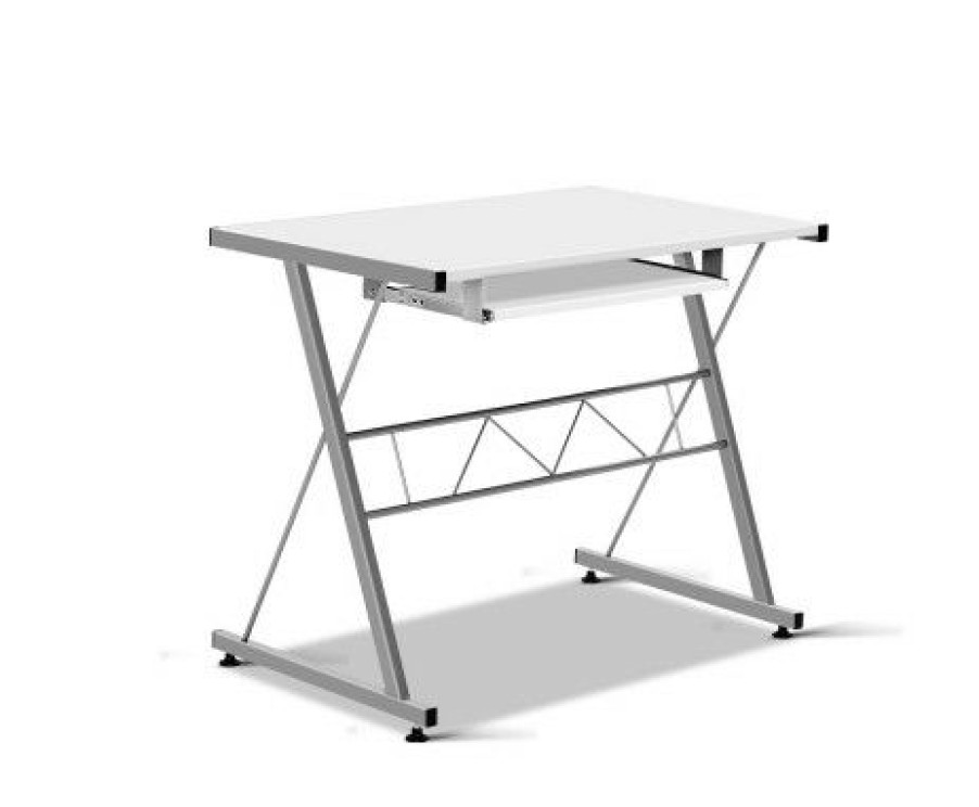 Furnishings * | Home Office Design Corner Metal Pull Out Table Desk White Best Quality