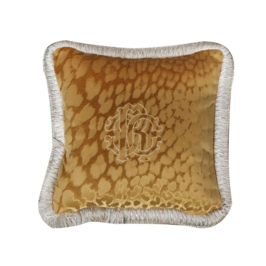 Furnishings * | Roberto Cavalli Monogram Cushion Gold 40X40Cm Affordable Price