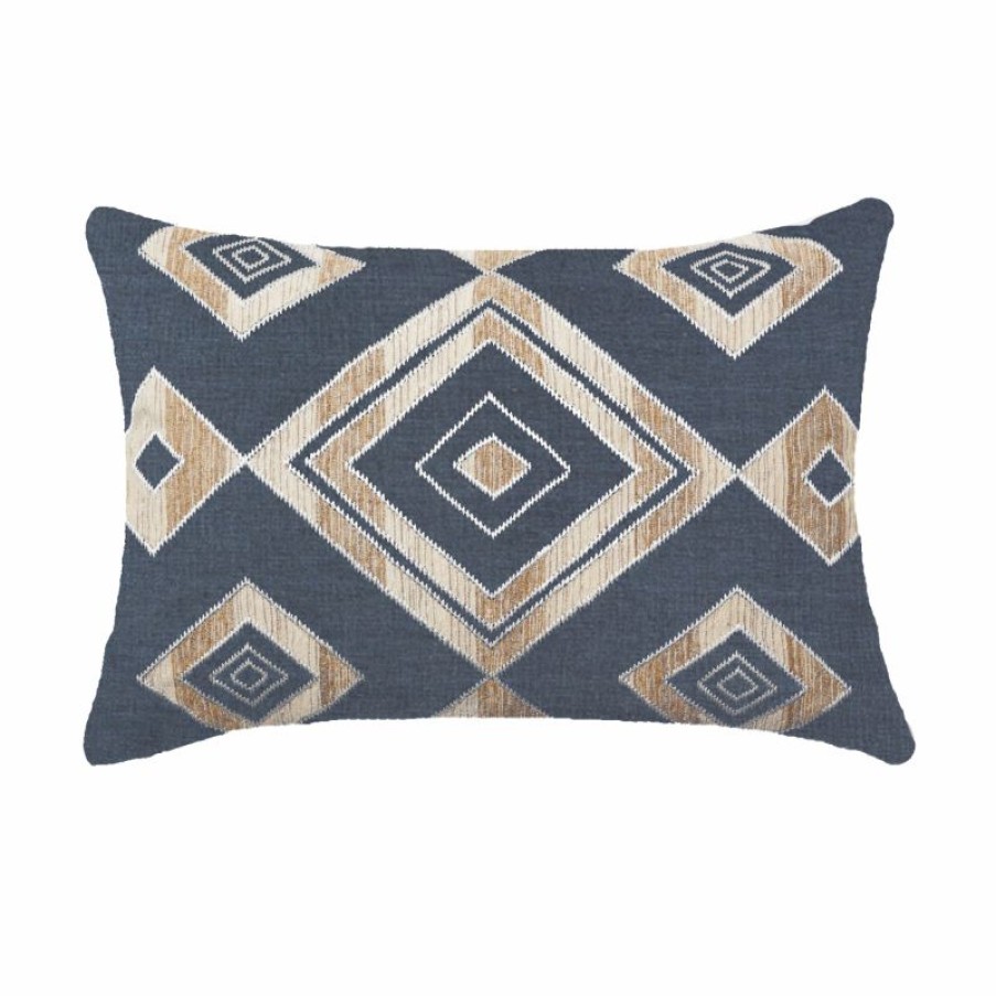 Furnishings * | Bandhini Shoowa Diamond Lumber Navy Cushion 35X55Cm Promotions